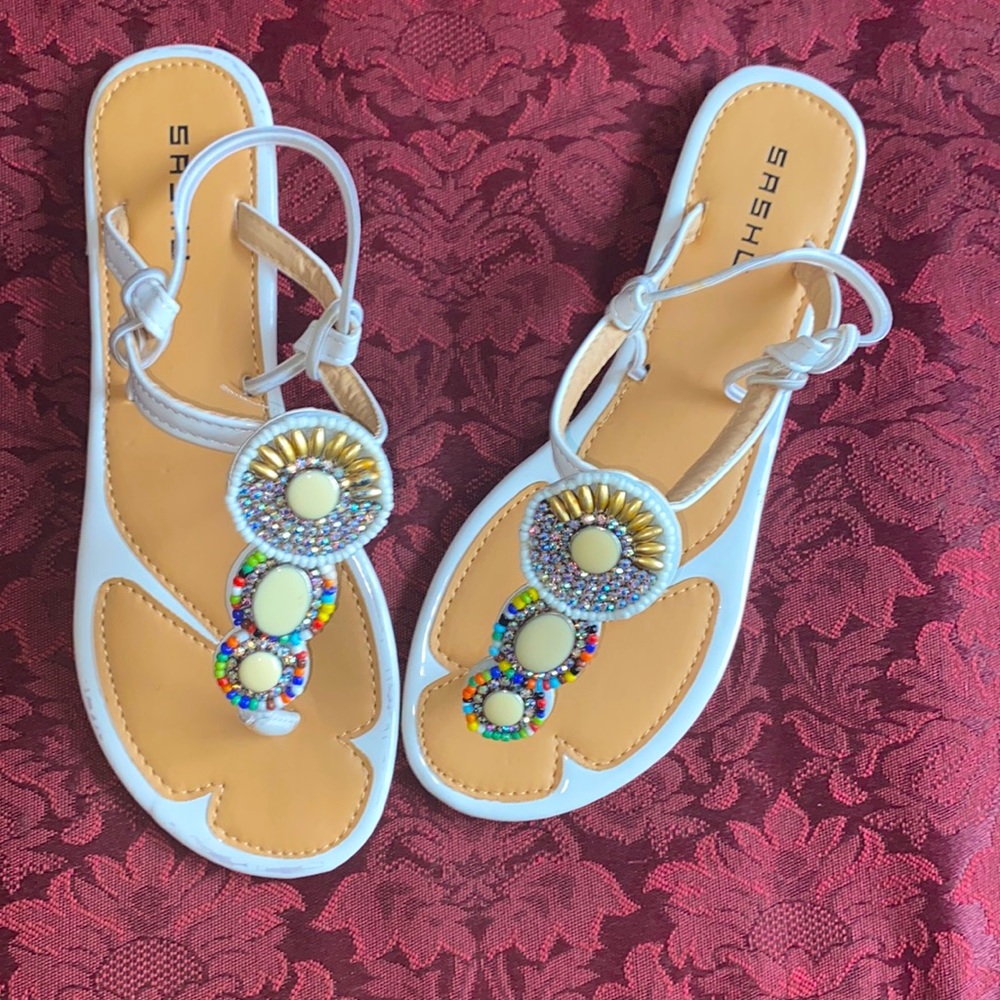 Decorative White Sandals